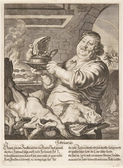 Engraving of February from the series The Twelve Months of the Year by Abraham Aubry by Abraham Aubry